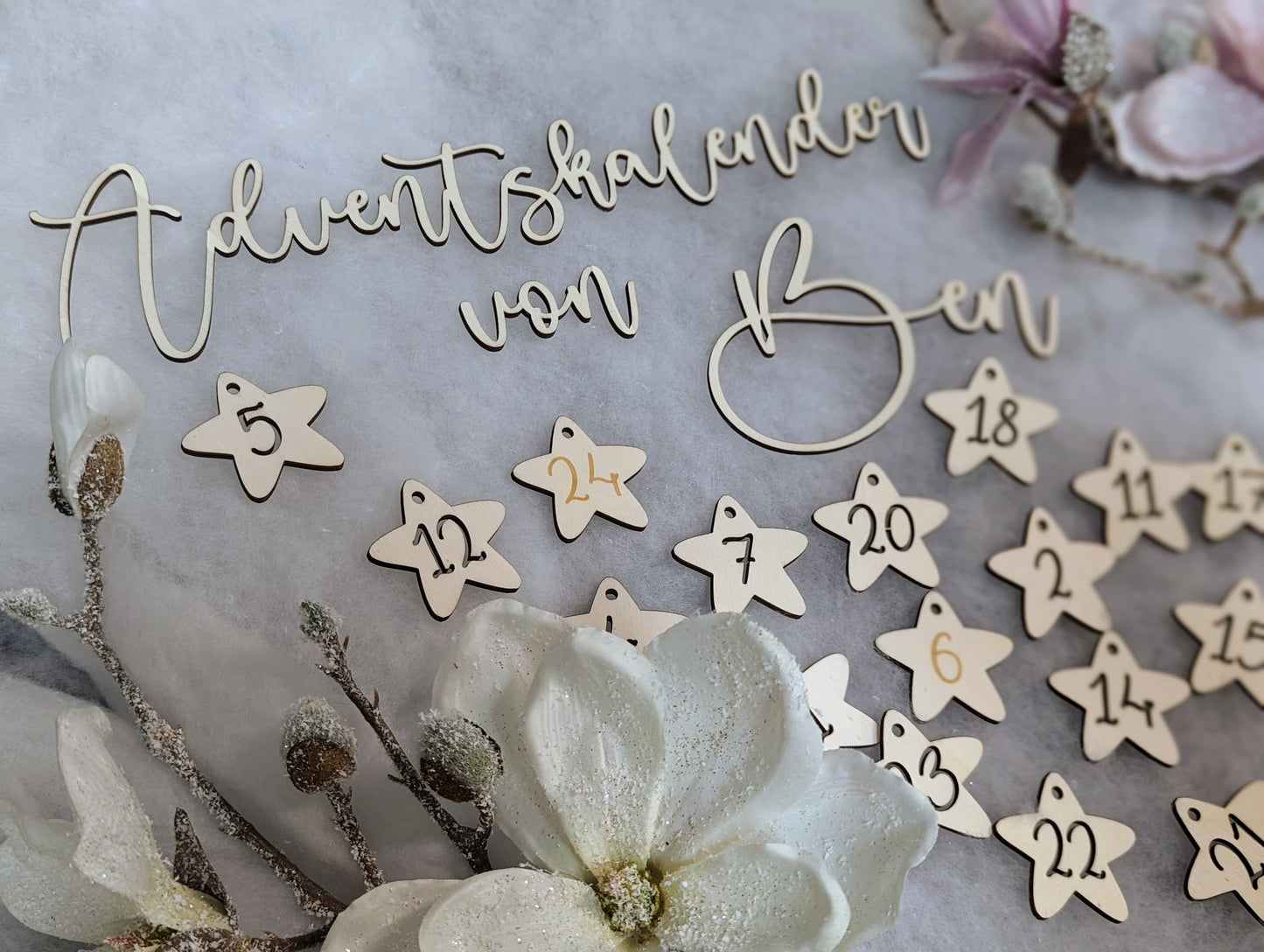 Personalisierte Holzschriftzüge für Adventskalender & Adventskiste