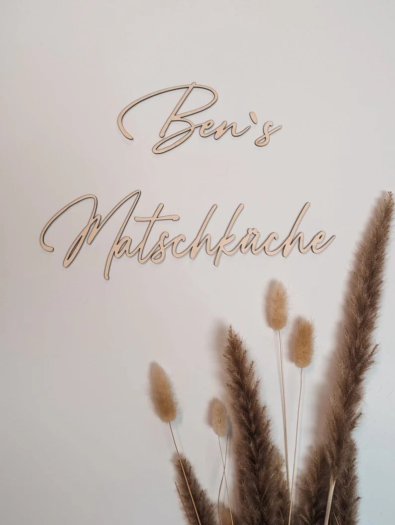 Personalisierter Holz-Schriftzug - für Kinderzimmer, Regale, Kaufladen oder Matschküche