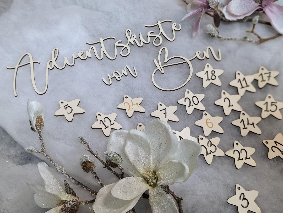 Personalisierte Holzschriftzüge für Adventskalender & Adventskiste